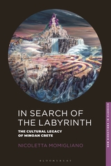 Cover page of Nicoletta Momigliano's book, In Search of the Labyrinth: The Cultural Legacy of Minoan Crete. 
Image on the cover is a labyrinth in the foreground surrounded by the sea with a mountain in the background.